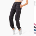 Эластичная талия обновлена ​​брюки jogger Женщины быстро сухие спортивные штаны Женщины активная одежда бегуна с Zip Pocket